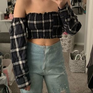 LF flannel crop top